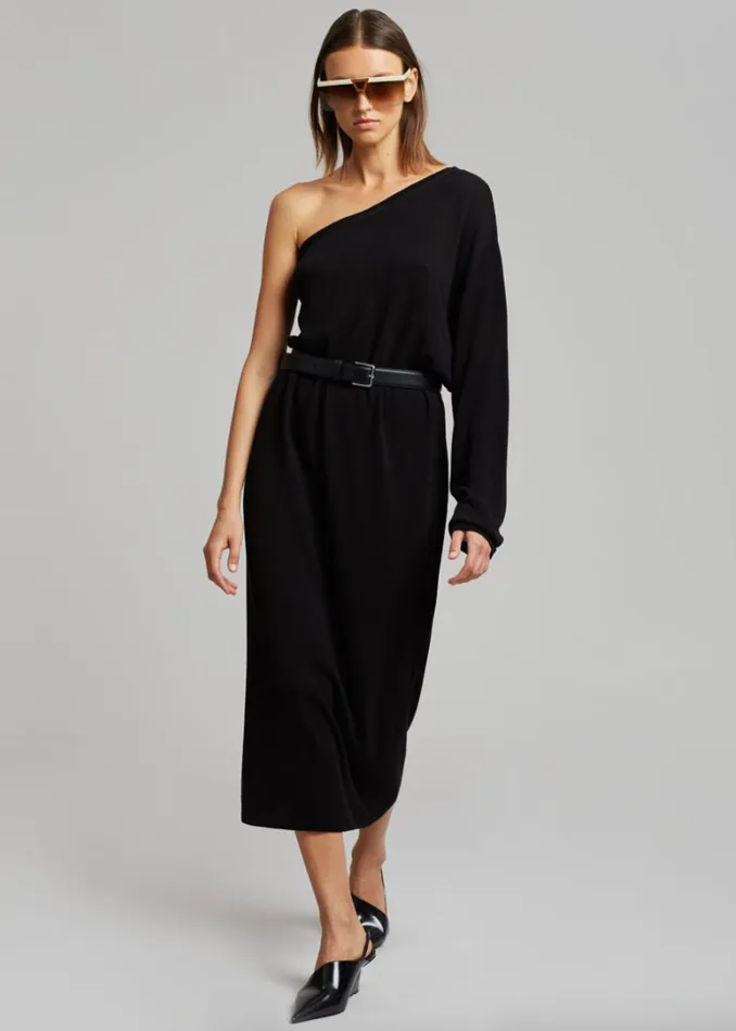 Women The Frankie Shop Dresses Lina One Shoulder Loose Knit Dress Black