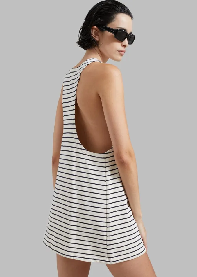 Women The Frankie Shop Dresses Lindsay Halter Dress Navy Stripe