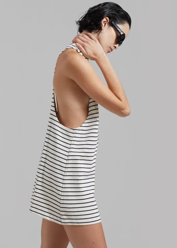 Women The Frankie Shop Dresses Lindsay Halter Dress Navy Stripe