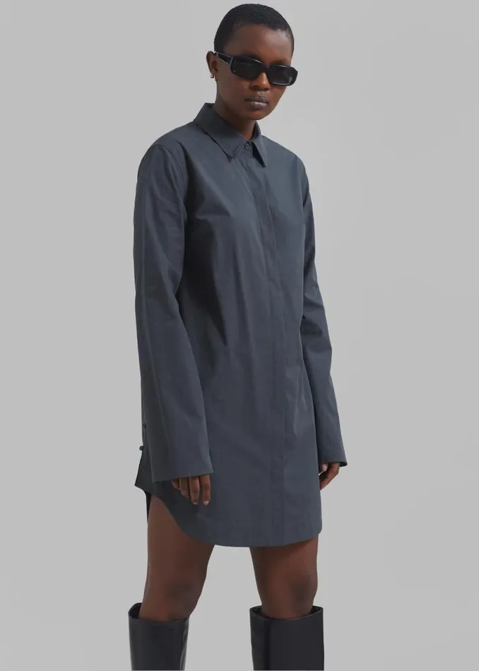 Women The Frankie Shop Dresses Loulou Studio Eknath Poplin Shirt Dress Iron Grey