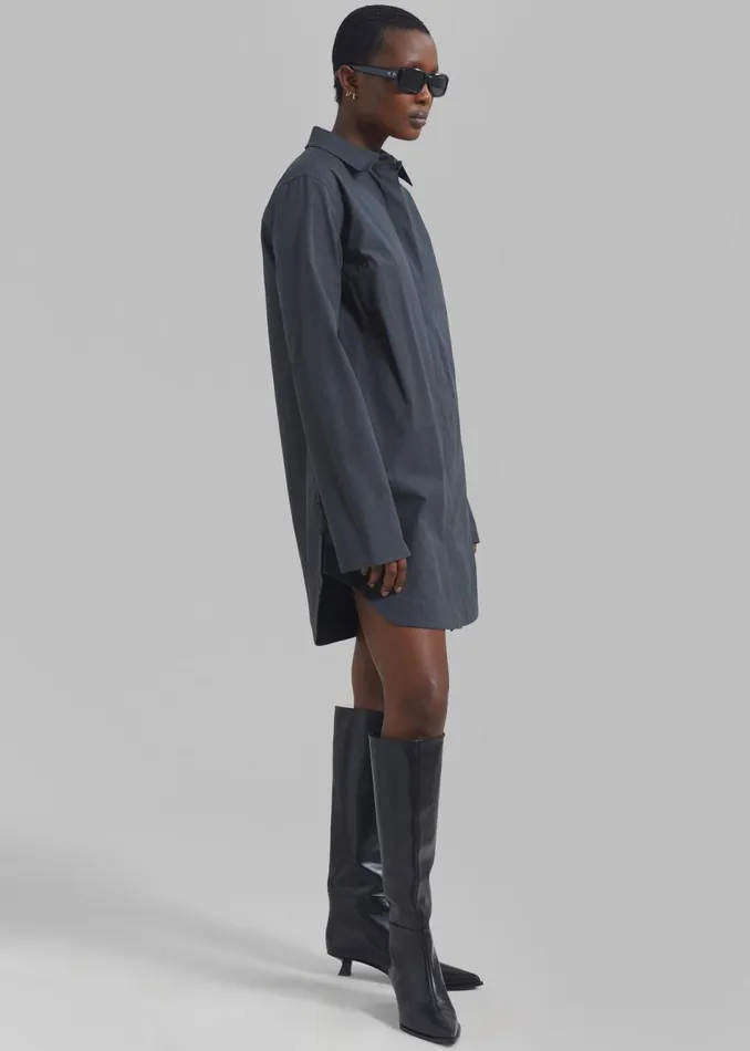 Women The Frankie Shop Dresses Loulou Studio Eknath Poplin Shirt Dress Iron Grey
