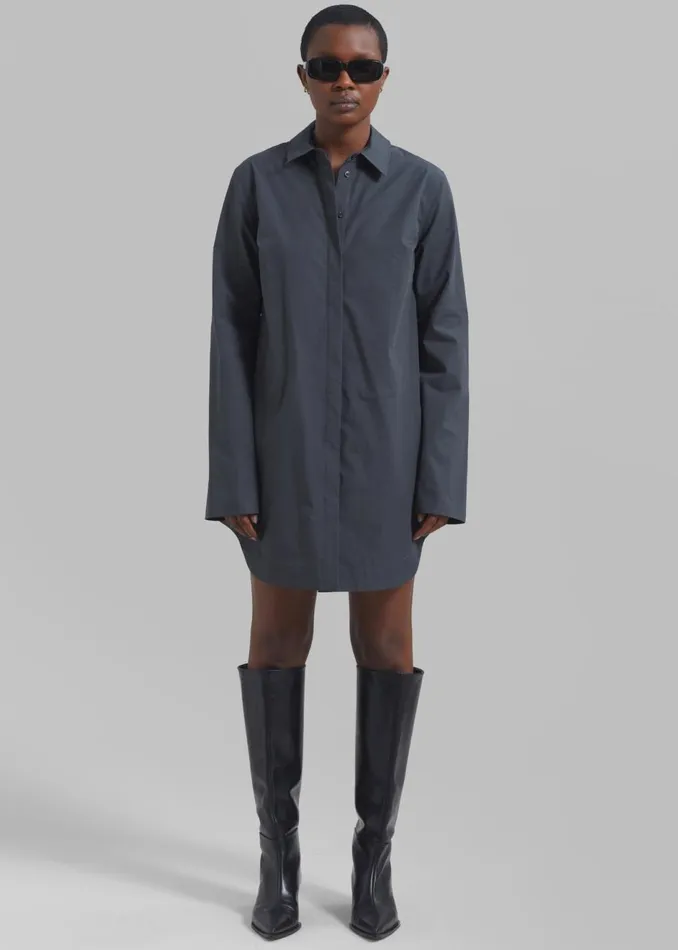 Women The Frankie Shop Dresses Loulou Studio Eknath Poplin Shirt Dress Iron Grey