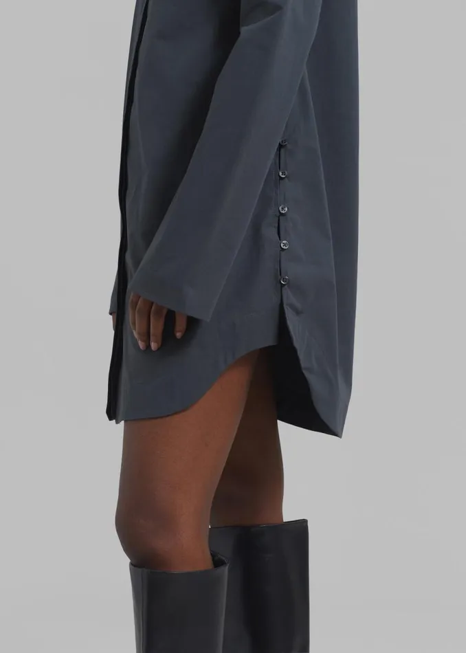 Women The Frankie Shop Dresses Loulou Studio Eknath Poplin Shirt Dress Iron Grey