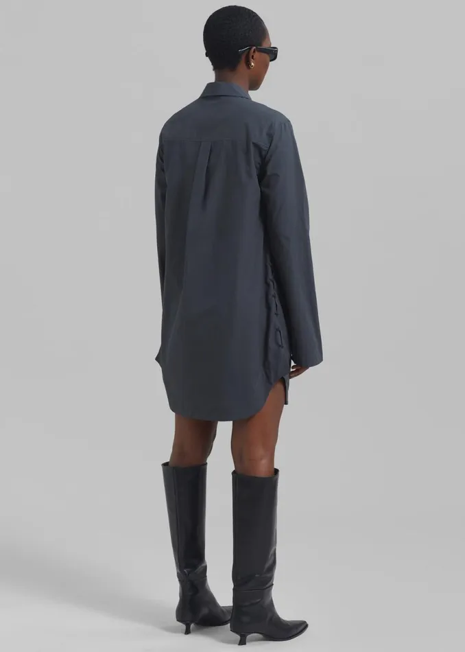Women The Frankie Shop Dresses Loulou Studio Eknath Poplin Shirt Dress Iron Grey
