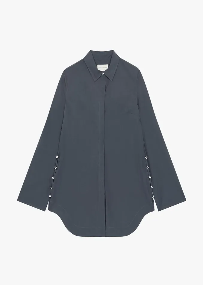 Women The Frankie Shop Dresses Loulou Studio Eknath Poplin Shirt Dress Iron Grey