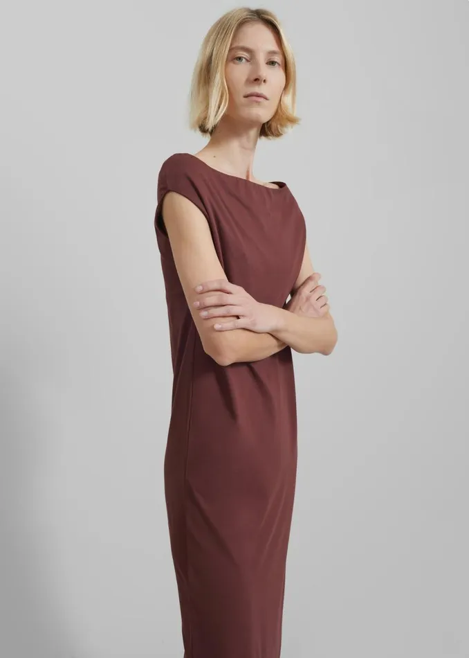 Women The Frankie Shop Dresses Loulou Studio Martial Off Shoulder Dress Midnight Bordeaux