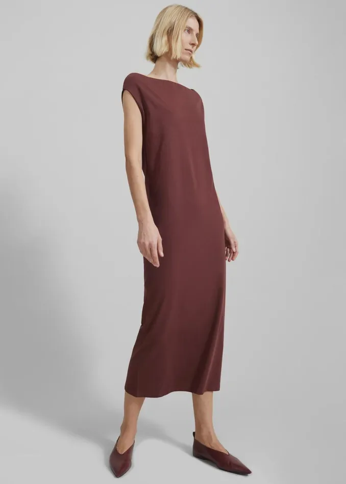 Women The Frankie Shop Dresses Loulou Studio Martial Off Shoulder Dress Midnight Bordeaux