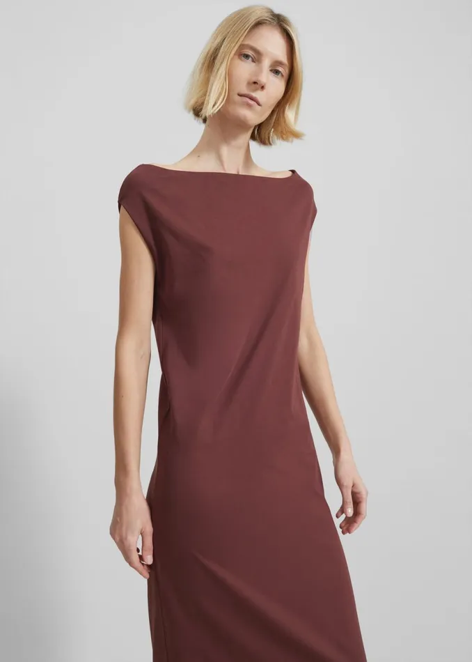 Women The Frankie Shop Dresses Loulou Studio Martial Off Shoulder Dress Midnight Bordeaux
