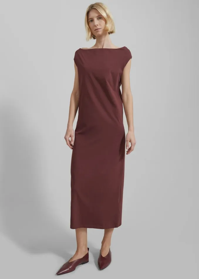 Women The Frankie Shop Dresses Loulou Studio Martial Off Shoulder Dress Midnight Bordeaux