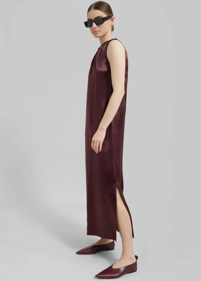 Women The Frankie Shop Dresses Loulou Studio Morene Long Dress Midnight Bordeaux