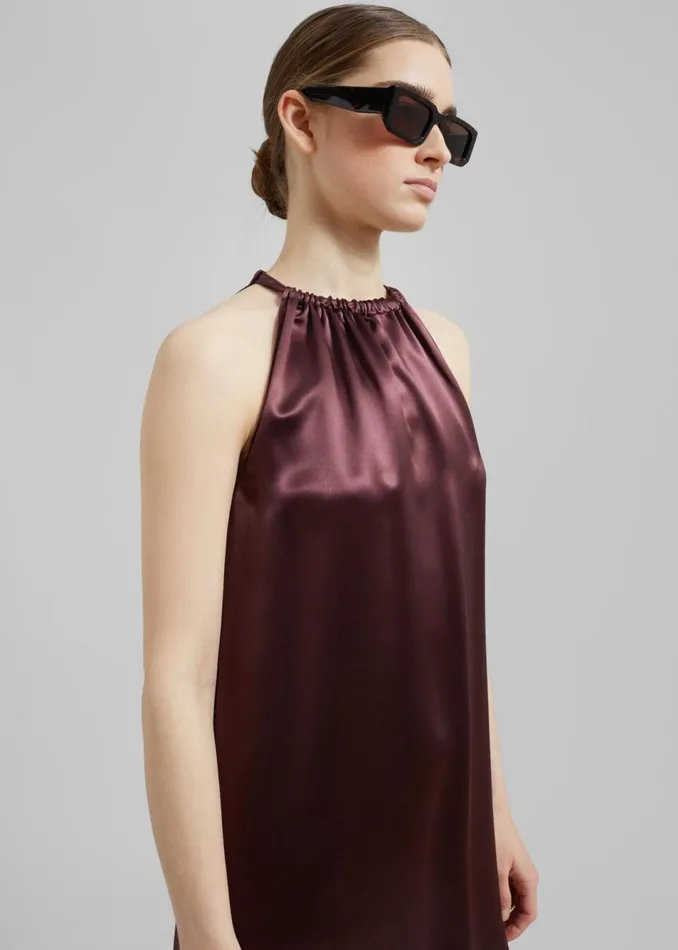Women The Frankie Shop Dresses Loulou Studio Morene Long Dress Midnight Bordeaux