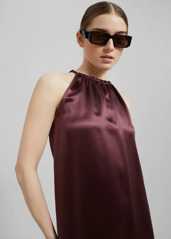 Women The Frankie Shop Dresses Loulou Studio Morene Long Dress Midnight Bordeaux