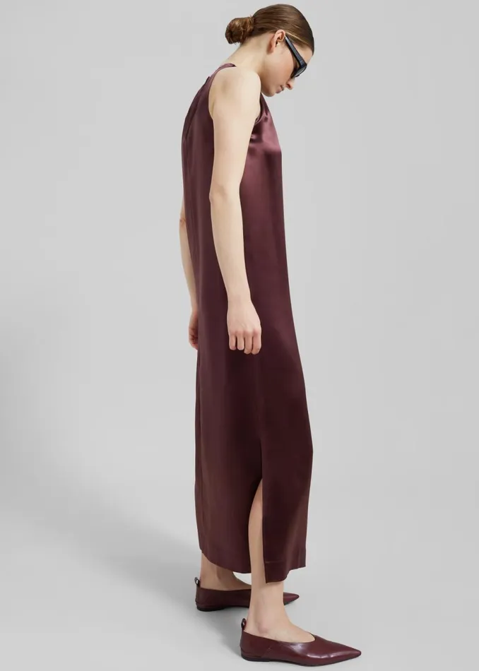 Women The Frankie Shop Dresses Loulou Studio Morene Long Dress Midnight Bordeaux