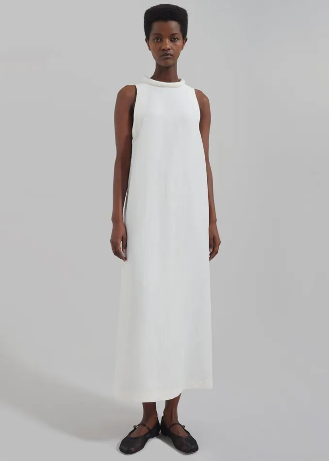 Women The Frankie Shop Dresses Loulou Studio Rivida Mixed Linen Dress Ivory