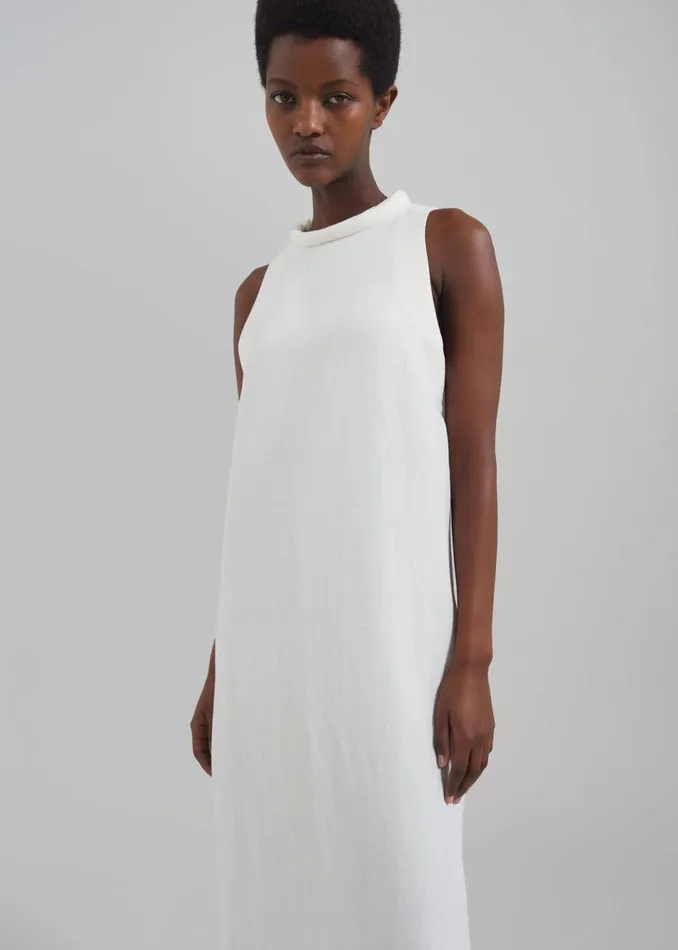 Women The Frankie Shop Dresses Loulou Studio Rivida Mixed Linen Dress Ivory