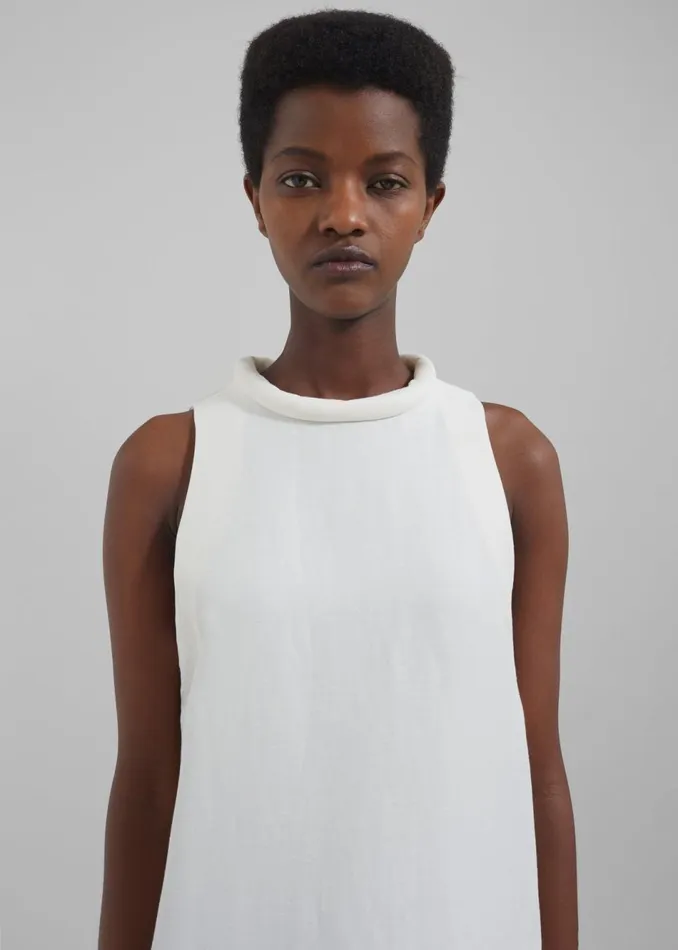 Women The Frankie Shop Dresses Loulou Studio Rivida Mixed Linen Dress Ivory