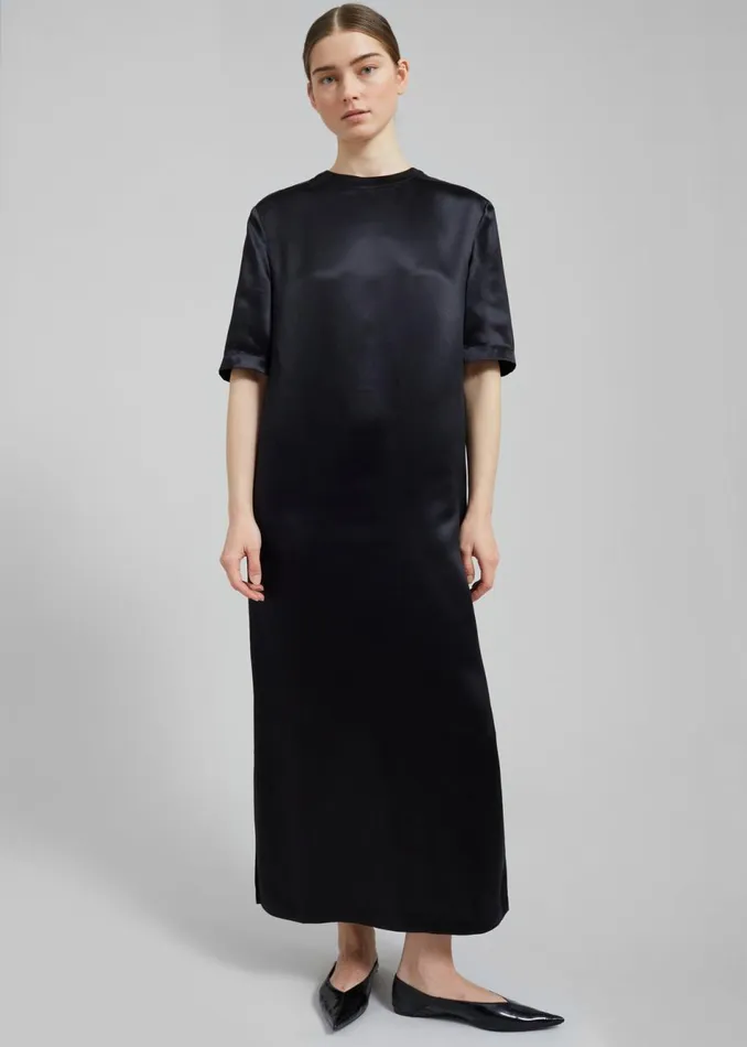 Women The Frankie Shop Dresses Loulou Studio Tuga Satin TShirt Dress Black