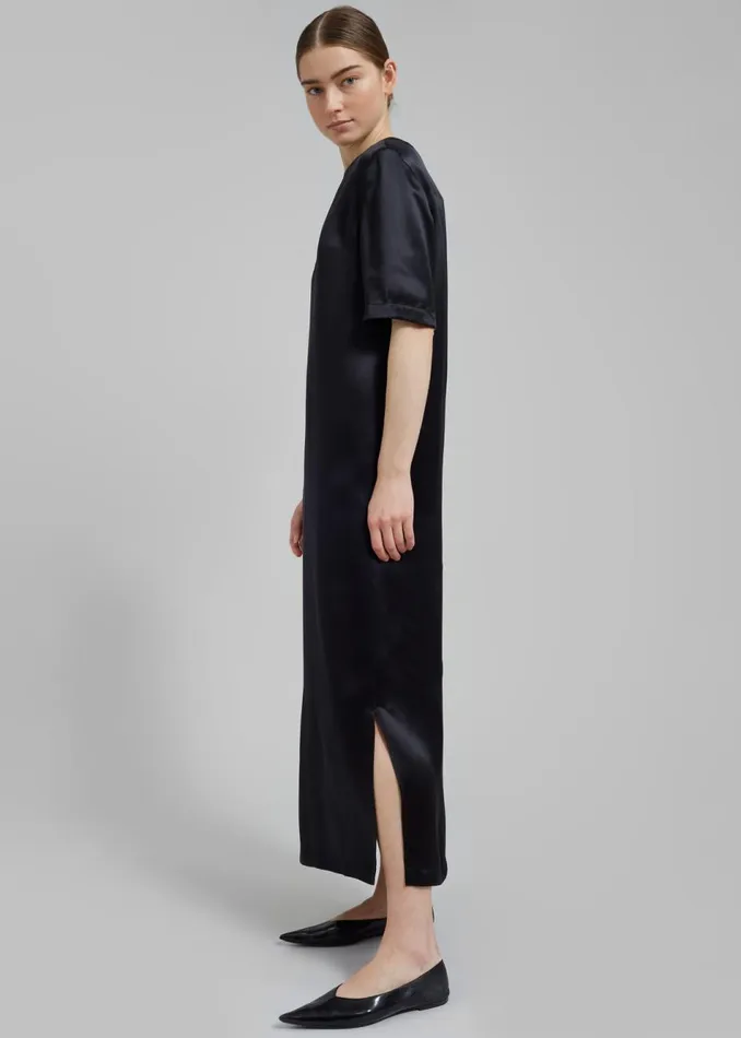 Women The Frankie Shop Dresses Loulou Studio Tuga Satin TShirt Dress Black
