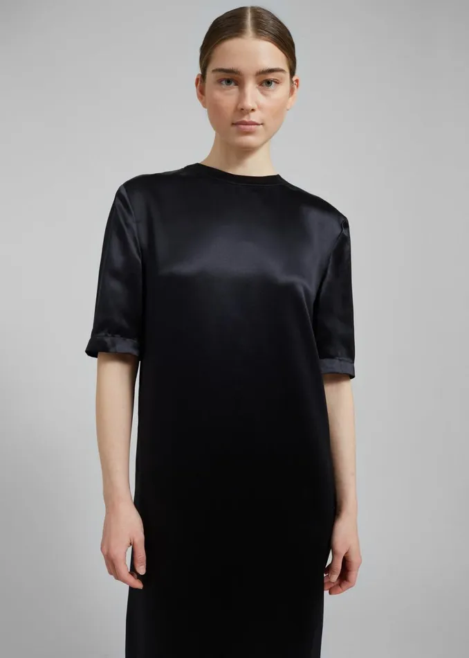 Women The Frankie Shop Dresses Loulou Studio Tuga Satin TShirt Dress Black