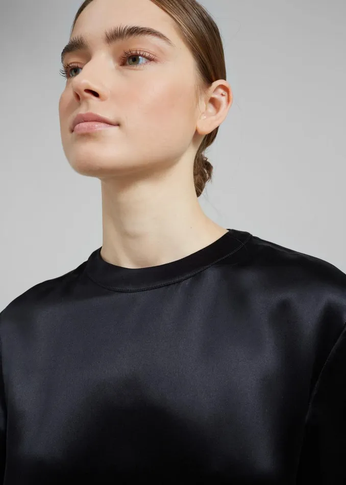 Women The Frankie Shop Dresses Loulou Studio Tuga Satin TShirt Dress Black