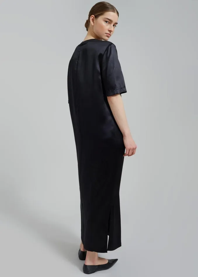 Women The Frankie Shop Dresses Loulou Studio Tuga Satin TShirt Dress Black