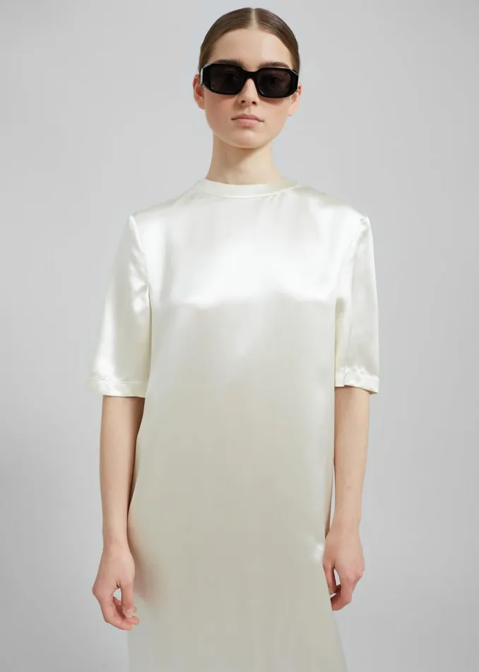 Women The Frankie Shop Dresses Loulou Studio Tuga Satin TShirt Dress Soft Vanilla