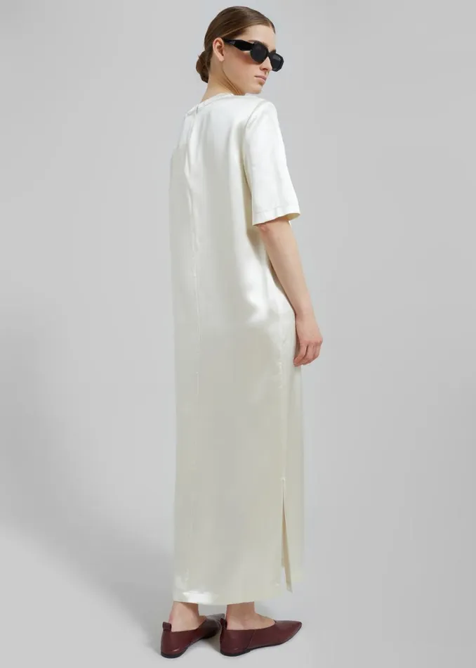 Women The Frankie Shop Dresses Loulou Studio Tuga Satin TShirt Dress Soft Vanilla