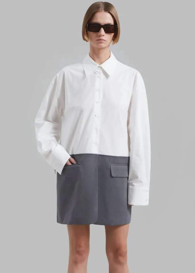 Women The Frankie Shop Dresses Marissa Shirt Dress Whitegrey