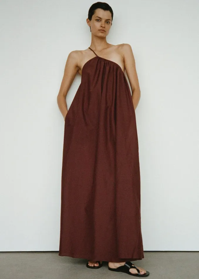 Women The Frankie Shop Dresses Matteau Voluminous One Shoulder Dress Burgundy