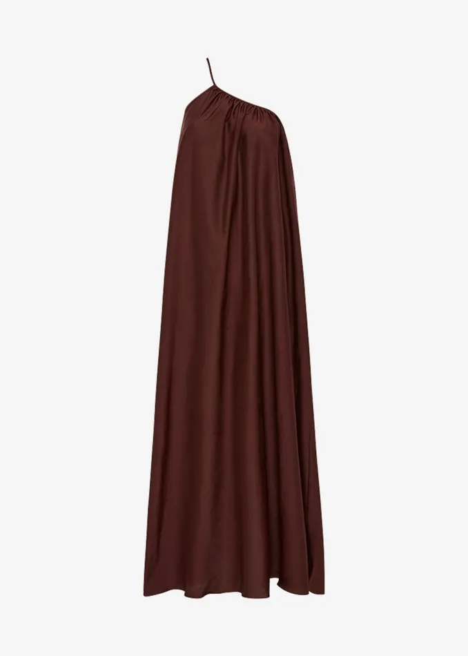 Women The Frankie Shop Dresses Matteau Voluminous One Shoulder Dress Burgundy