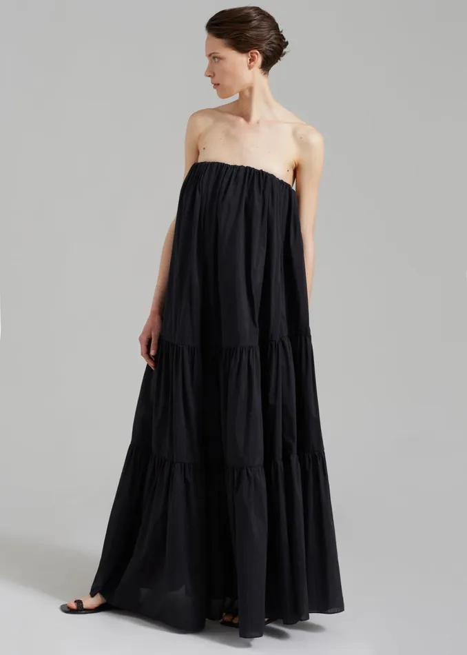 Women The Frankie Shop Dresses Matteau Voluminous Strapless Tiered Dress Black