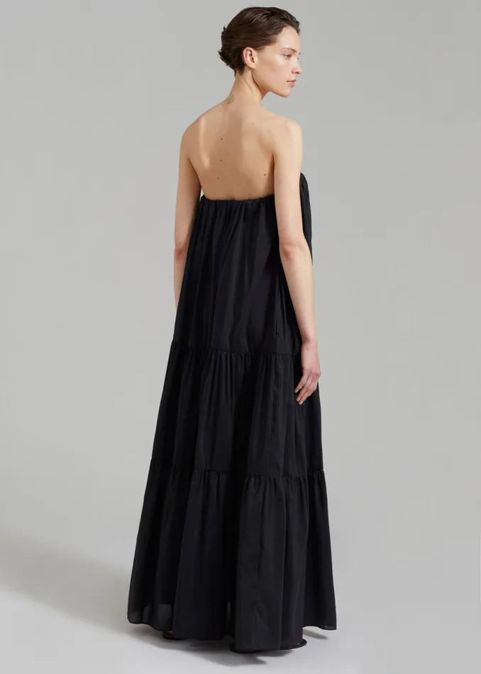 Women The Frankie Shop Dresses Matteau Voluminous Strapless Tiered Dress Black