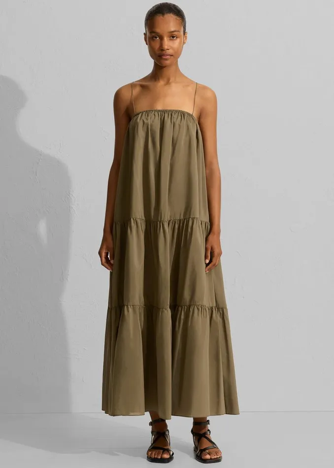Women The Frankie Shop Dresses Matteau Voluminous Tiered Sundress Olive