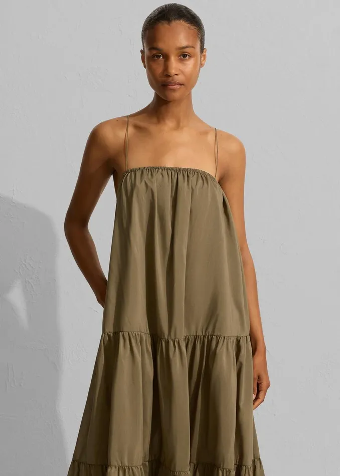 Women The Frankie Shop Dresses Matteau Voluminous Tiered Sundress Olive