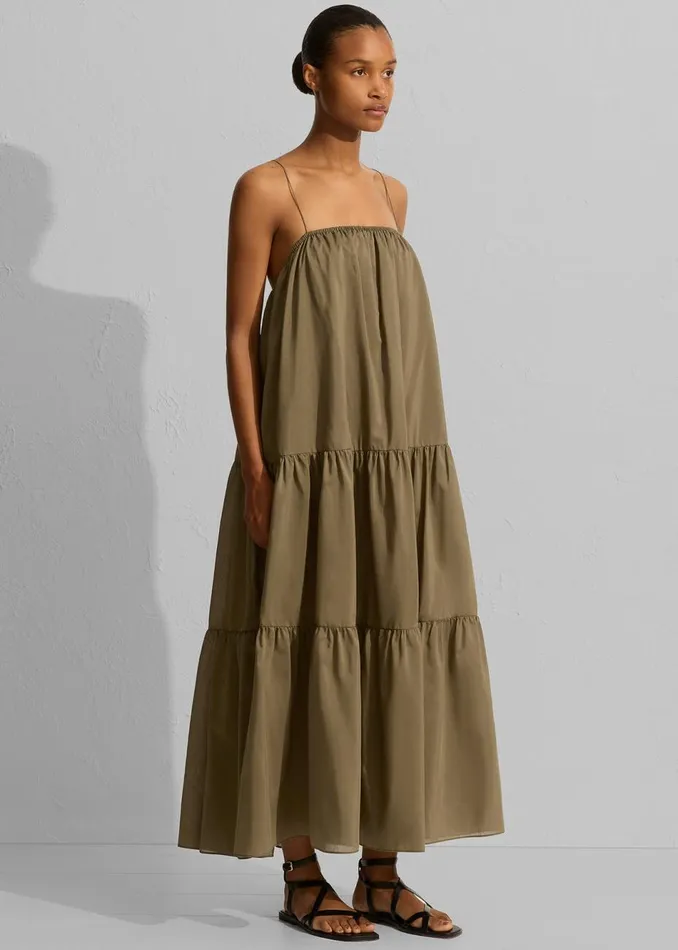 Women The Frankie Shop Dresses Matteau Voluminous Tiered Sundress Olive
