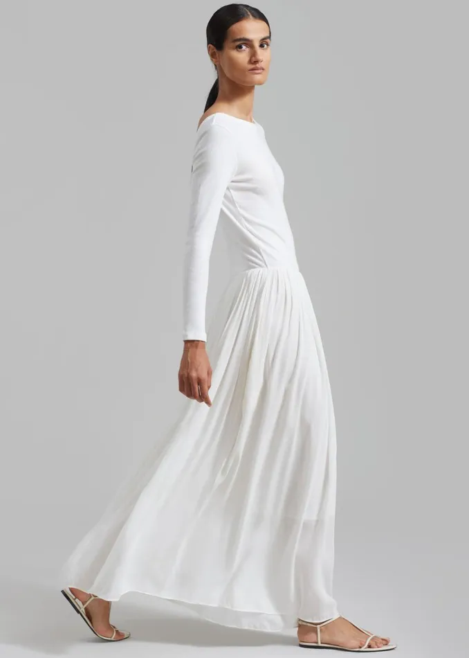 Women The Frankie Shop Dresses Odette Gathered Skirt Maxi Dress White