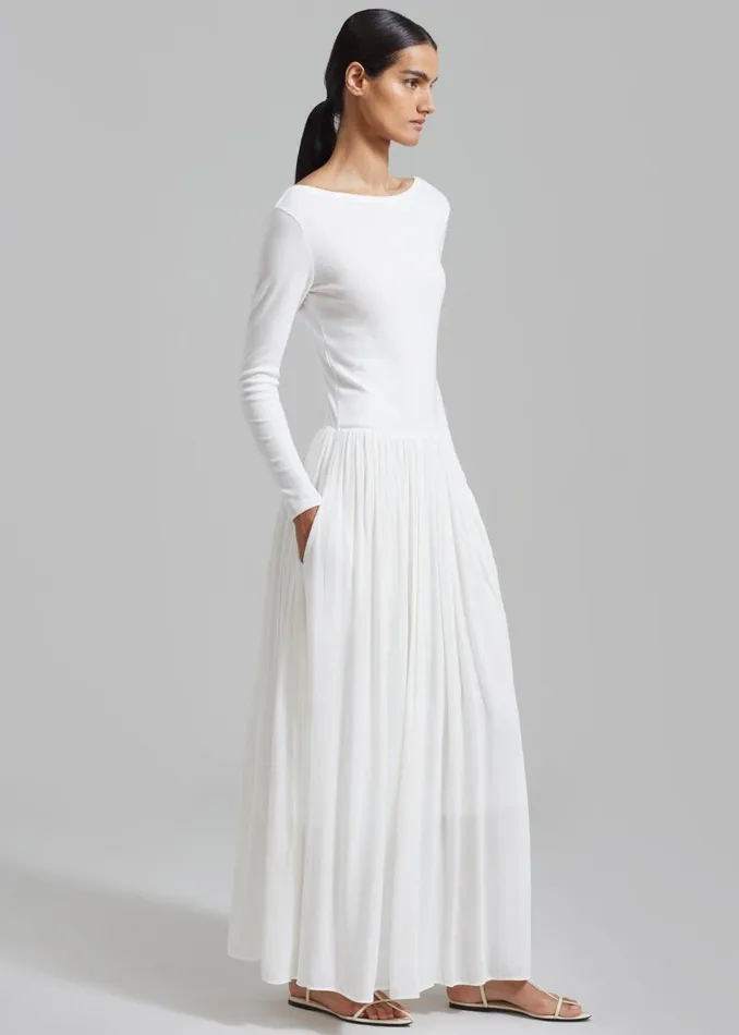 Women The Frankie Shop Dresses Odette Gathered Skirt Maxi Dress White