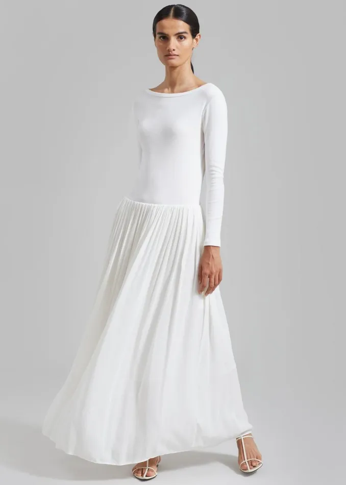 Women The Frankie Shop Dresses Odette Gathered Skirt Maxi Dress White