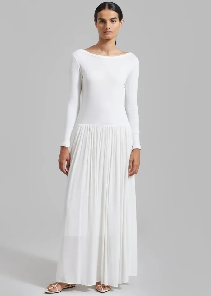 Women The Frankie Shop Dresses Odette Gathered Skirt Maxi Dress White