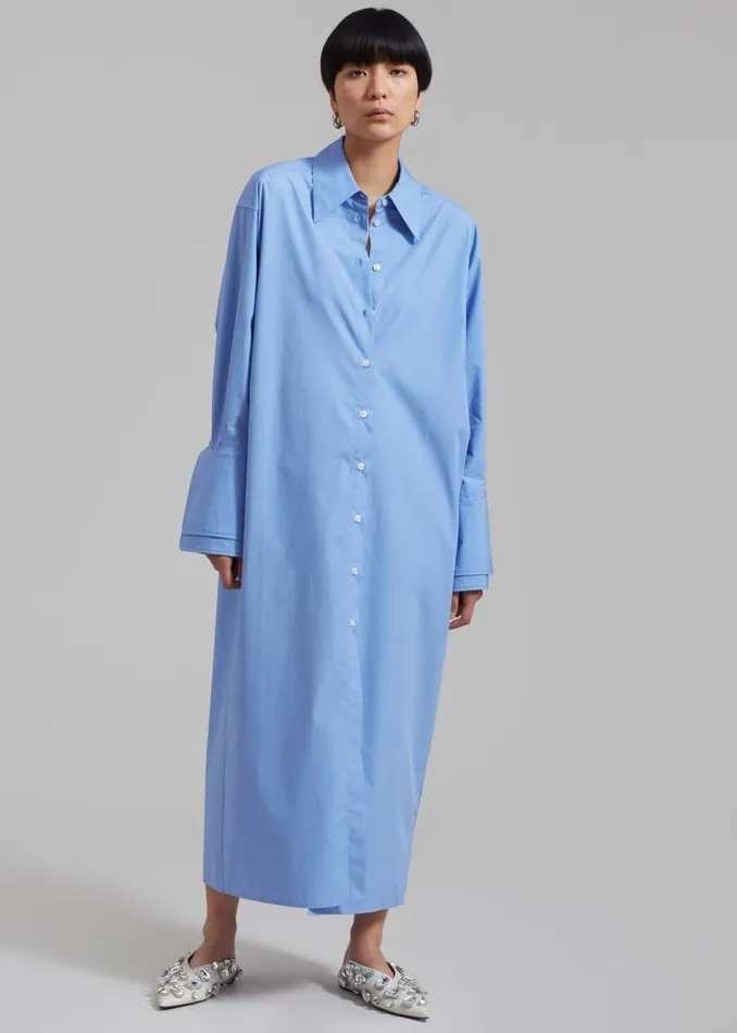 Women The Frankie Shop Dresses Rhe Poplin Shirt Dress Serenity
