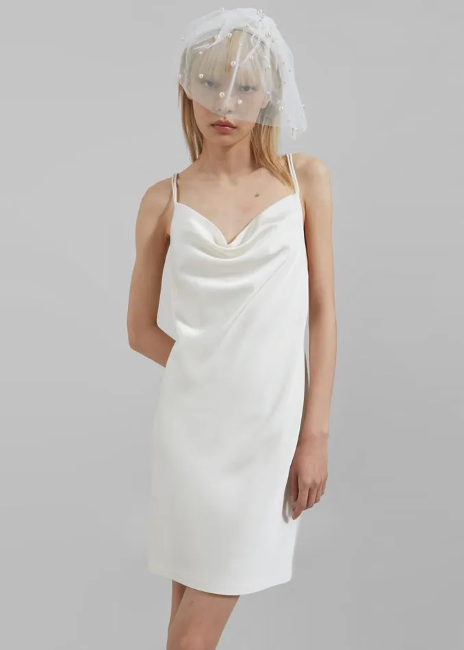Women The Frankie Shop Dresses Rotate Satin Mini Slip Dress Egret