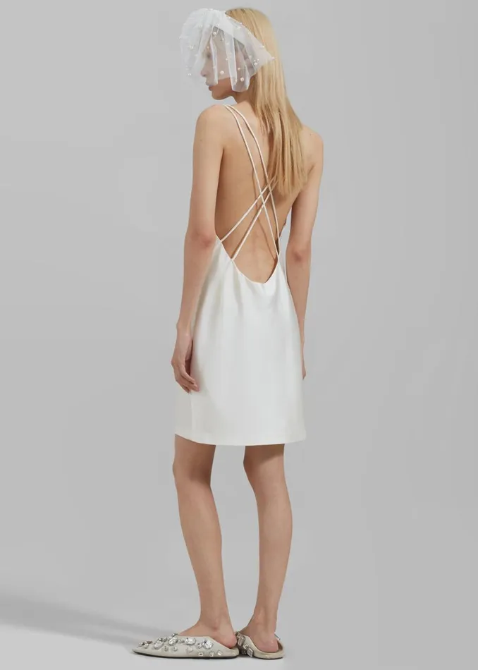 Women The Frankie Shop Dresses Rotate Satin Mini Slip Dress Egret