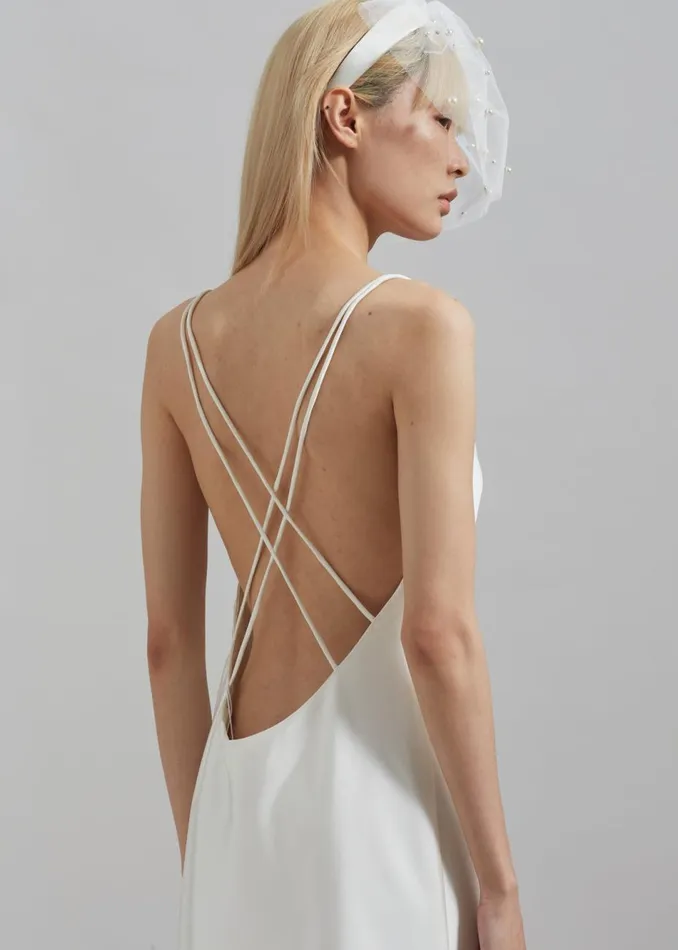 Women The Frankie Shop Dresses Rotate Satin Mini Slip Dress Egret