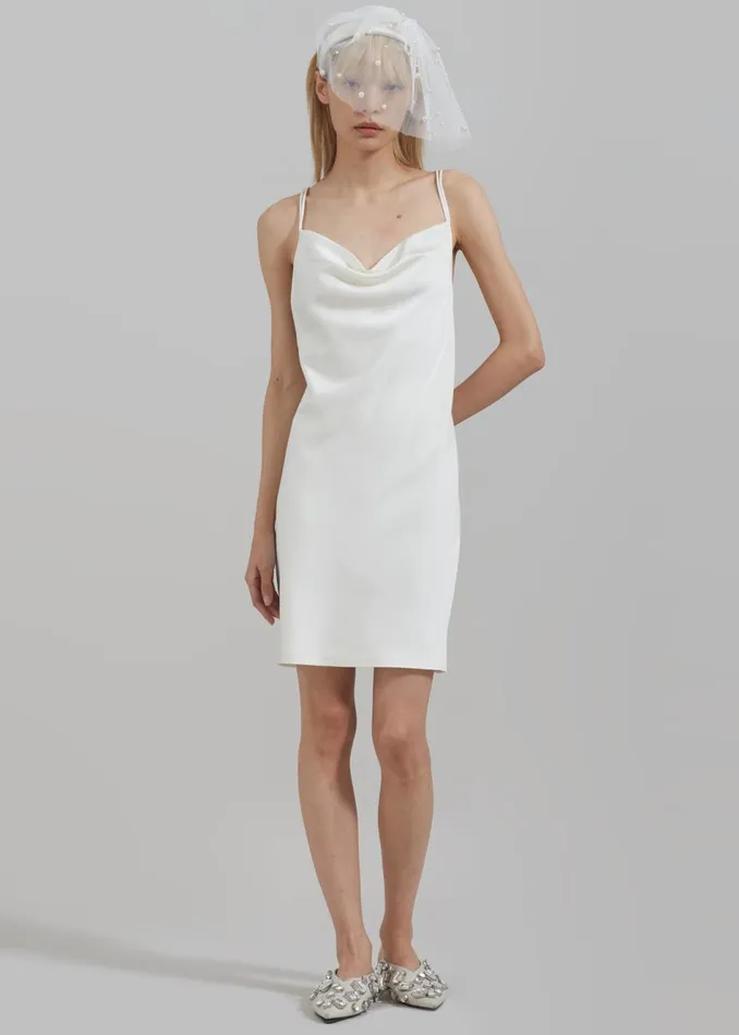 Women The Frankie Shop Dresses Rotate Satin Mini Slip Dress Egret