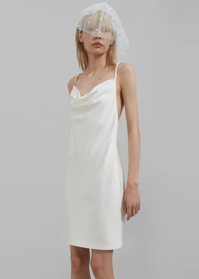 Women The Frankie Shop Dresses Rotate Satin Mini Slip Dress Egret