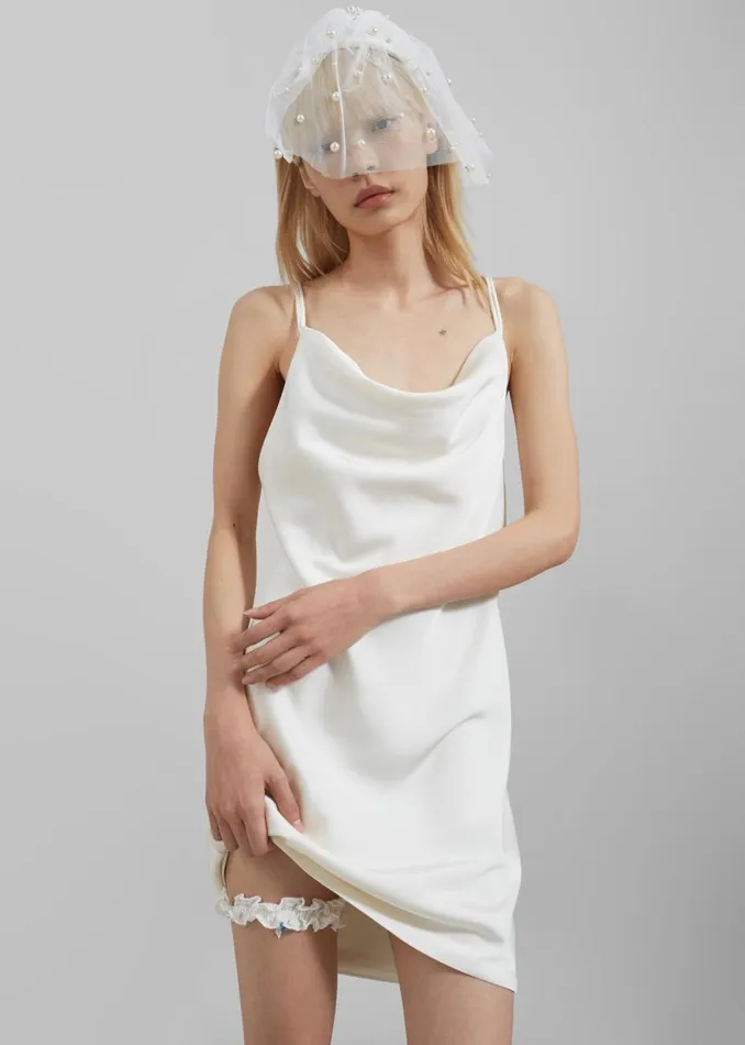 Women The Frankie Shop Dresses Rotate Satin Mini Slip Dress Egret