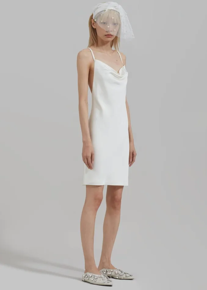 Women The Frankie Shop Dresses Rotate Satin Mini Slip Dress Egret