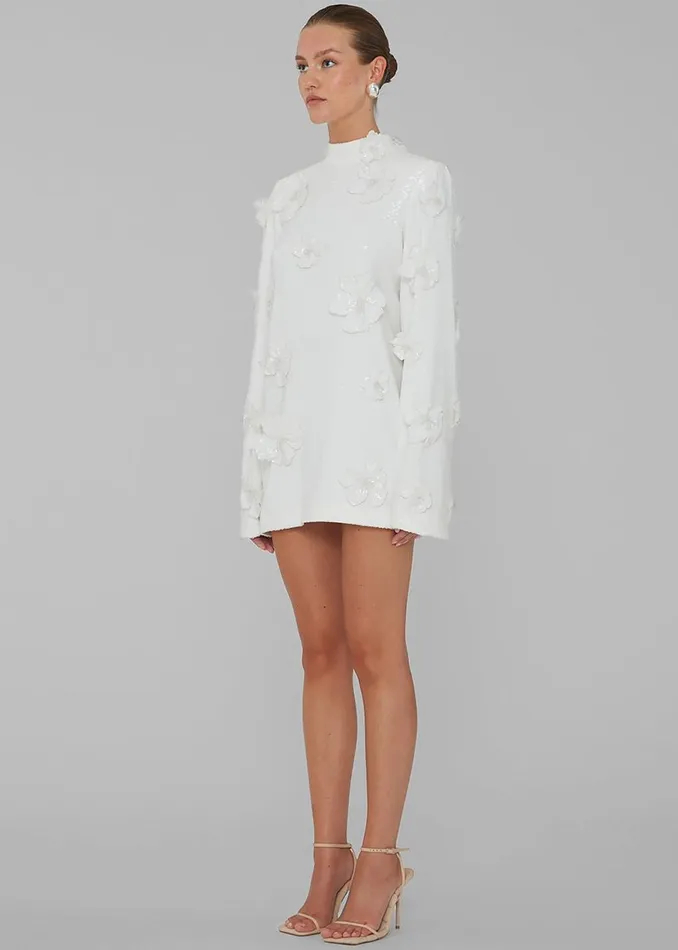 Women The Frankie Shop Dresses Rotate Sequin Flower Dress Egret