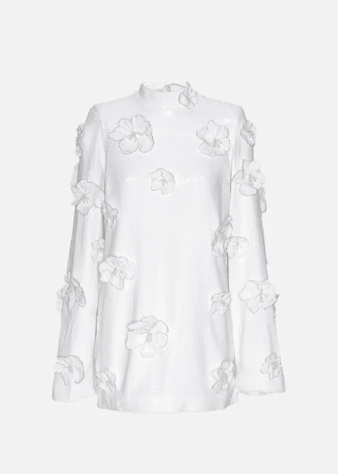 Women The Frankie Shop Dresses Rotate Sequin Flower Dress Egret