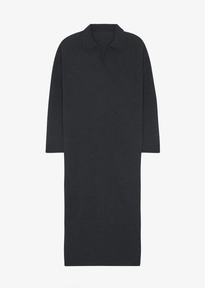 Women The Frankie Shop Dresses Siobhan Long Knit Dress Charcoal